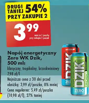 Biedronka Napój energetyczny zero kalorii Wk Dzik oferta