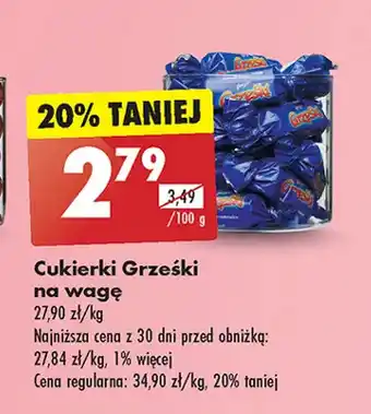 Biedronka Cukierki w czekoladzie Grześki oferta