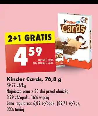 Biedronka Herbatniki z czekoladą Kinder Cards oferta