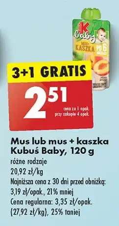 Biedronka Mus jabłko-morela+kaszka Kubuś Baby oferta