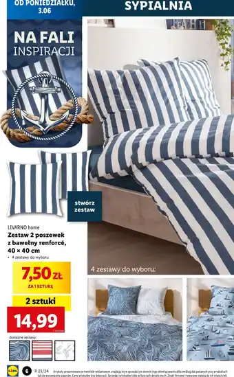 Lidl Poszewki na poduszki bawełna renforce 40 x cm Livarno Home oferta