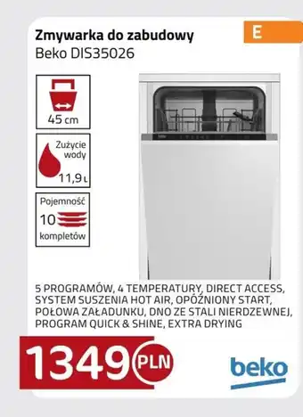 Kakto Zmywarka do zabudowy Beko oferta