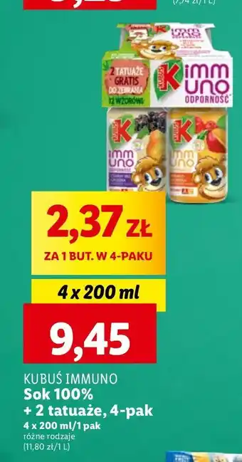Lidl Napój mix Kubuś Immuno Odporność oferta