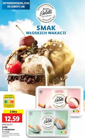 Lidl Lody pistacja-orzech-stracciatella Bon Gelati oferta