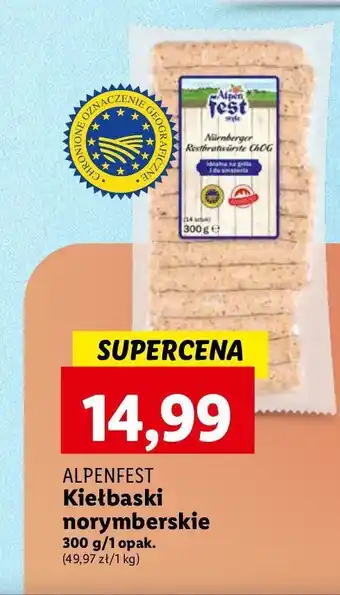 Lidl Kiełbaski z norymbergii oryginalne Alpen fest oferta