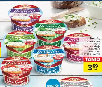 Carrefour Twaróg delikatny ziołowy okrągłe pudełko President oferta
