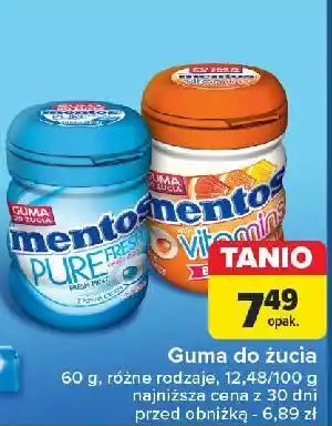 Carrefour Guma do żucia fresh mint Mentos Pure Fresh oferta
