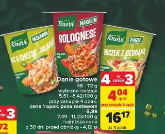 Carrefour Puree boczek z cebulką Knorr Danie oferta