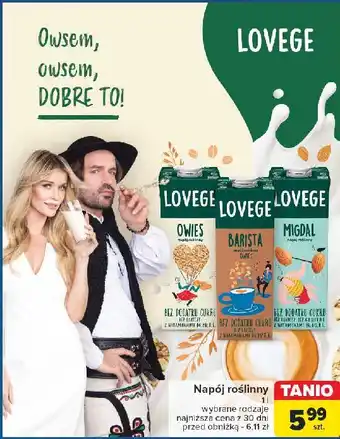 Carrefour Napórj barista owsiany bez dodatku cukru Lovege oferta