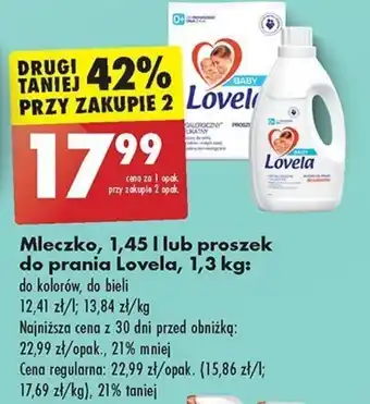Biedronka Mleczko, 1,45 l lub proszek do prania Lovela, 1,3 kg oferta
