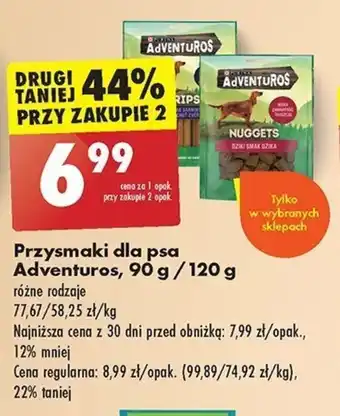 Biedronka Przysmaki dla psa Adventuros, 90 g / 120 g oferta