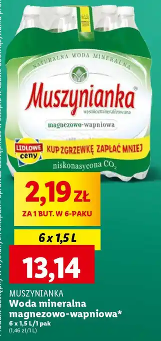 Lidl MUSZYNIANKA Woda mineralna magnezowo wapniowa 6x1,5l oferta
