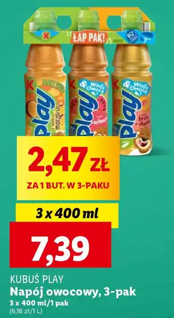 Lidl KUBUŚ PLAY Napój owocowy 3x400ml oferta