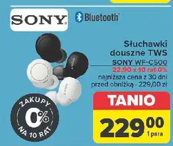 Carrefour Słuchawki douszne wf-c500 białe Sony oferta