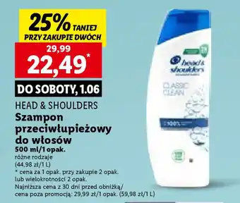 Lidl HEAD & SHOULDERS Szampon przeciwłupieżowy do włosów 500 ml oferta