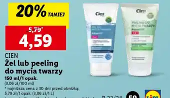Lidl CIEN Żel lub peeling do mycia twarzy 150 ml oferta