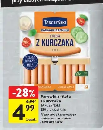 Intermarche Parówki z fileta Tarczyński oferta