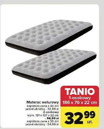 Carrefour Materac welurowy 191 x 137 22 cm oferta