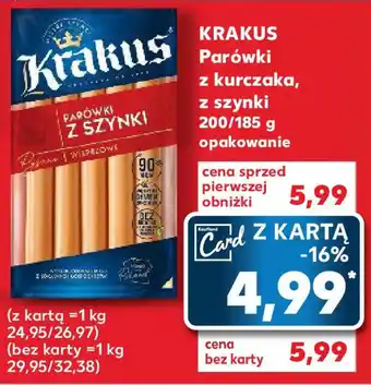 Kaufland KRAKUS Parówki z kurczaka z szynki 200/185 g oferta