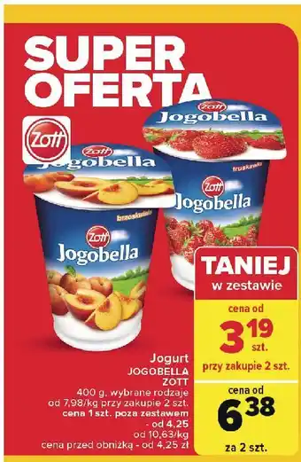 Carrefour Jogurt truskawka Zott Jogobella oferta