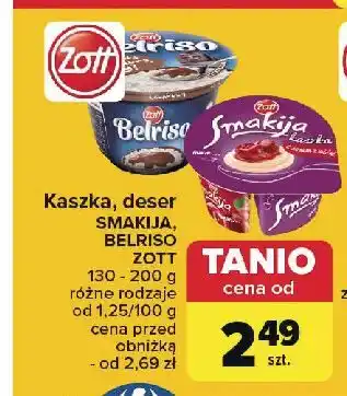 Carrefour Kaszka z sosem wiśni Zott Smakija oferta