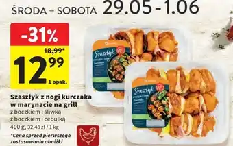 Intermarche Szaszłyk z mięsa nogi kurczaka boczkiem i śliwką Superdrob oferta