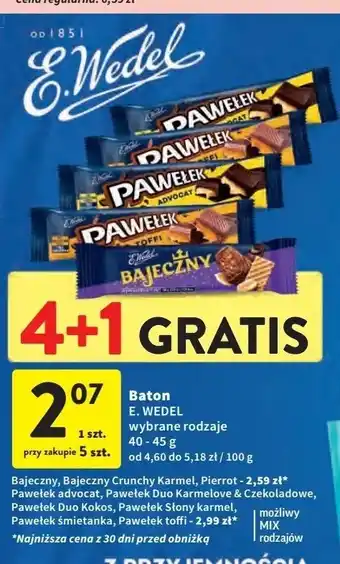Intermarche Baton śmietankowy E. Wedel Pawełek oferta