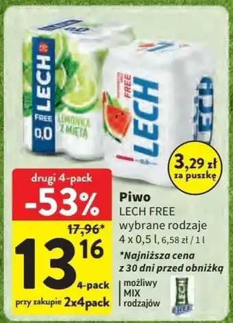 Intermarche Piwo Lech Free Limonka Z Miętą oferta