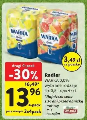 Intermarche Piwo Warka Radler Grapefruit-Pomarańcz 0% oferta
