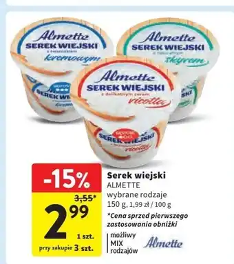 Intermarche Serek wiejski z twarożkiem kremowym Hochland Almette oferta