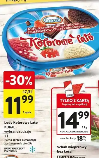 Intermarche Lody śmietankowo-truskawkowo-czekoladowe Koral Kolorowe Lato oferta