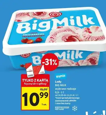 Intermarche Lody truskawka Algida Big Milk oferta
