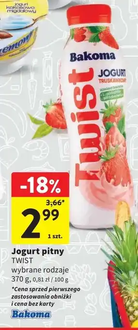 Intermarche Jogurt truskawkowy Bakoma Twist oferta