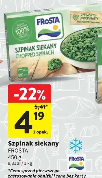Intermarche Szpinak siekany bez przypraw Frosta oferta