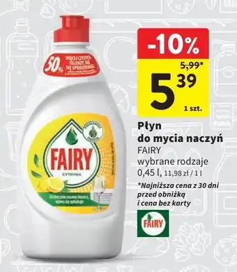 Intermarche Płyn do mycia naczyń lemon Fairy oferta