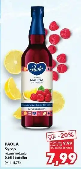 Kaufland Syrop malina z cytryną Paola oferta