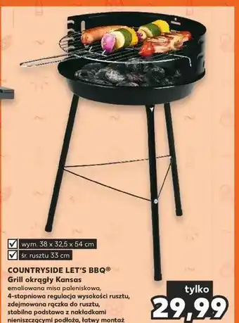 Kaufland Grill okrągły kansas 33 cm K-Classic Let's Bbq oferta