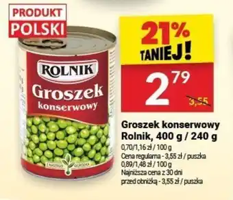 Twój Market Groszek konserwowy Rolnik, 400 g / 240 g oferta