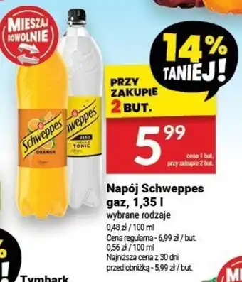 Twój Market Napój Schweppes gaz, 1,35 l oferta