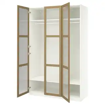 IKEA Pax / tonstad Kombinacja szafy, biały/okl dęb szkło, 150x60x236 cm oferta