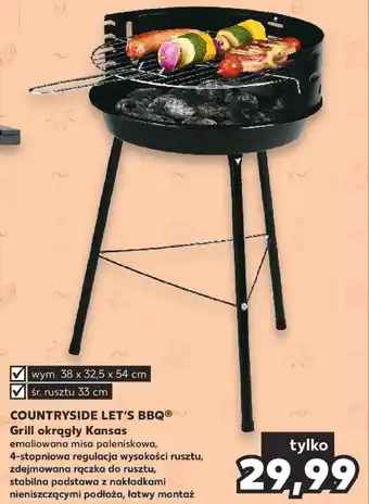 Kaufland COUNTRYSIDE LET'S BBQ Grill okrągły Kansas 38x32,5x54cm oferta