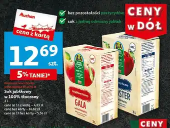 Auchan Sok jabłkowy w 100% tłoczony 3 l oferta