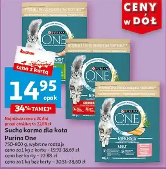 Auchan Sucha karma dla kota Purina One 750-800 g oferta
