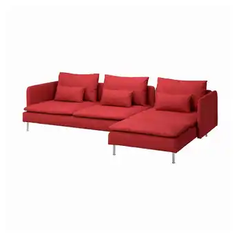 IKEA SÖderhamn Sofa 4-osobowa z szezlongiem, Tonerud czerwony oferta