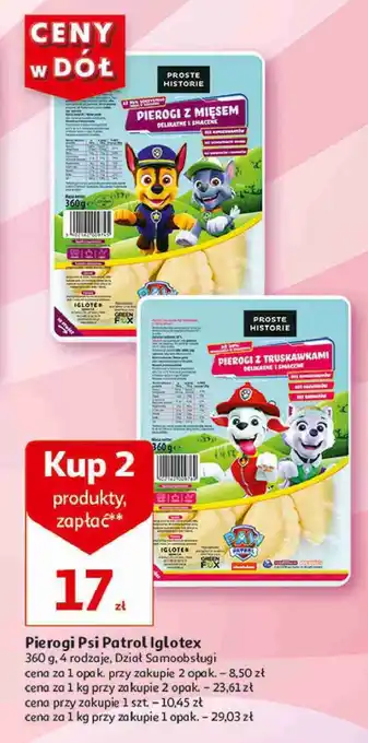 Auchan Pierogi z truskawkami psi patrol Iglotex Proste Historie oferta