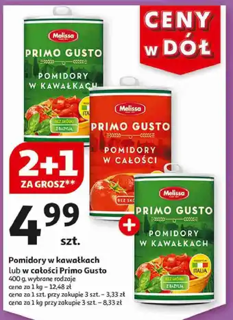 Auchan Pomidory w puszce kawałkach z bazylią Melissa Primo Gusto oferta