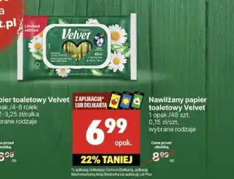 Delikatesy Centrum Nawilżany papier toaletowy Velvet 48 szt. oferta