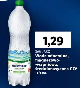 Lidl SAGUARO Woda mineralna magnezowo wapniowa średnionasycona CO² 1l oferta