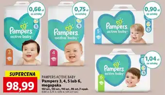 Lidl PAMPERS ACTIVE BABY Pampers 3 4 5 lub 6 megapaka 96-152szt. oferta