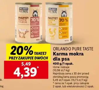 Lidl ORLANDO PURE TASTE Karma mokra dla psa 400g oferta